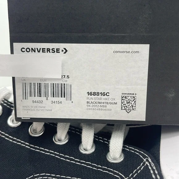 Converse Men’s RUN STAR HIKE OX BLACK/WHITE/GUM 168816C
Platforms Sneakers - Picture 16 of 16